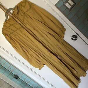 GORGEOUS cotton mustard yellow DÔEN midi dress